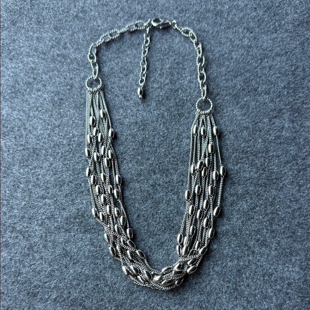 Bold Silver Layered Chain Necklace